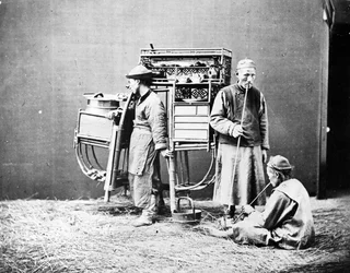 Gestelltes Porträt eines Straßenverkäufers, ca. 1875